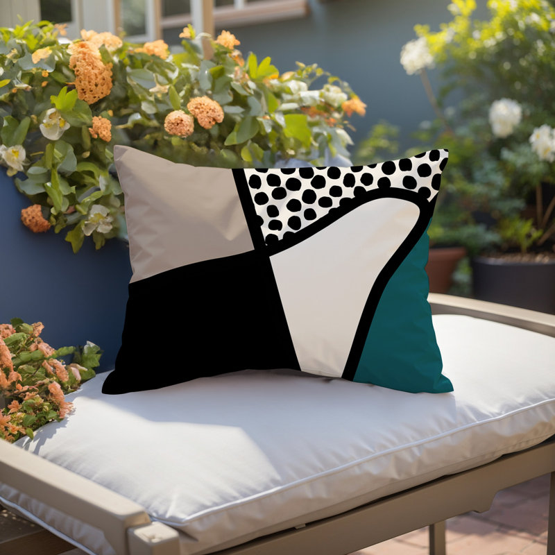 Coussin lombaire réversible intérieur / extérieur Jai Abstract, H 18 po x l 25 po, Émeraude
