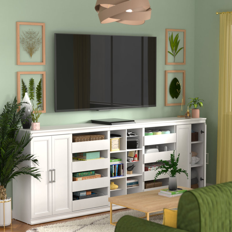 Modular Storage 106.97" W 18-Shelf Wood Closet System, White