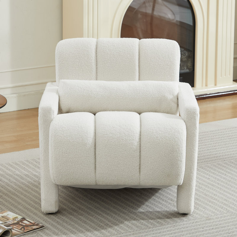 Chaise d'appoint rembourrée avec accoudoirs 28 po Jakeim, Blanc