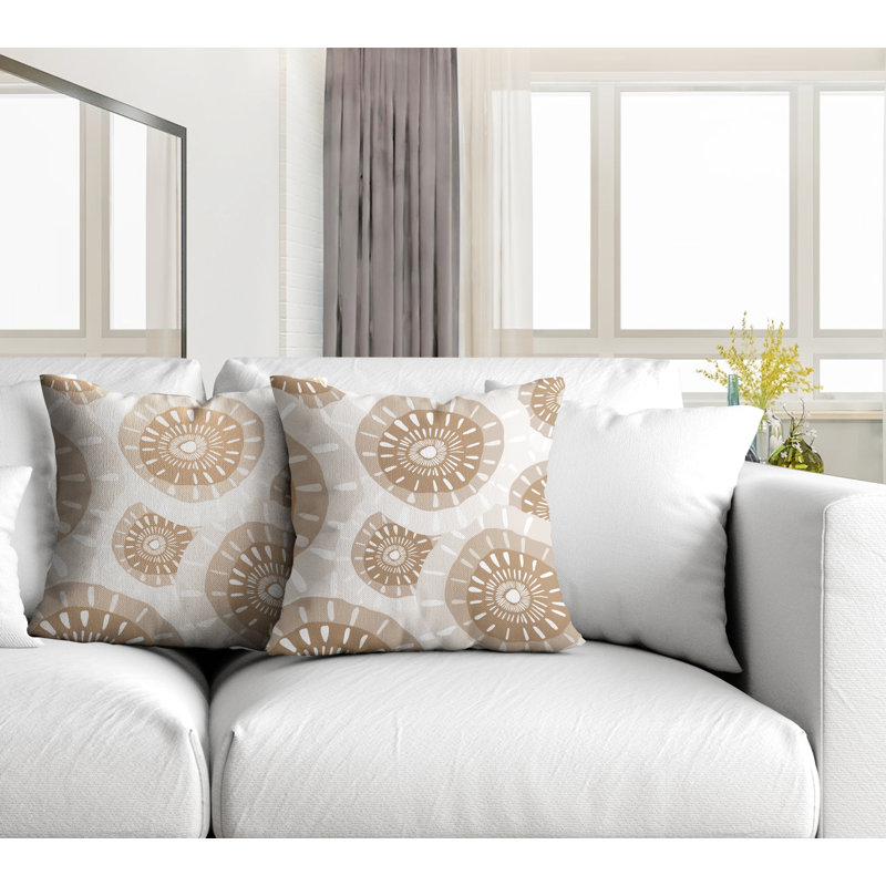 Indoor / Outdoor Square Throw Cushion, Beige, 15" x 15"