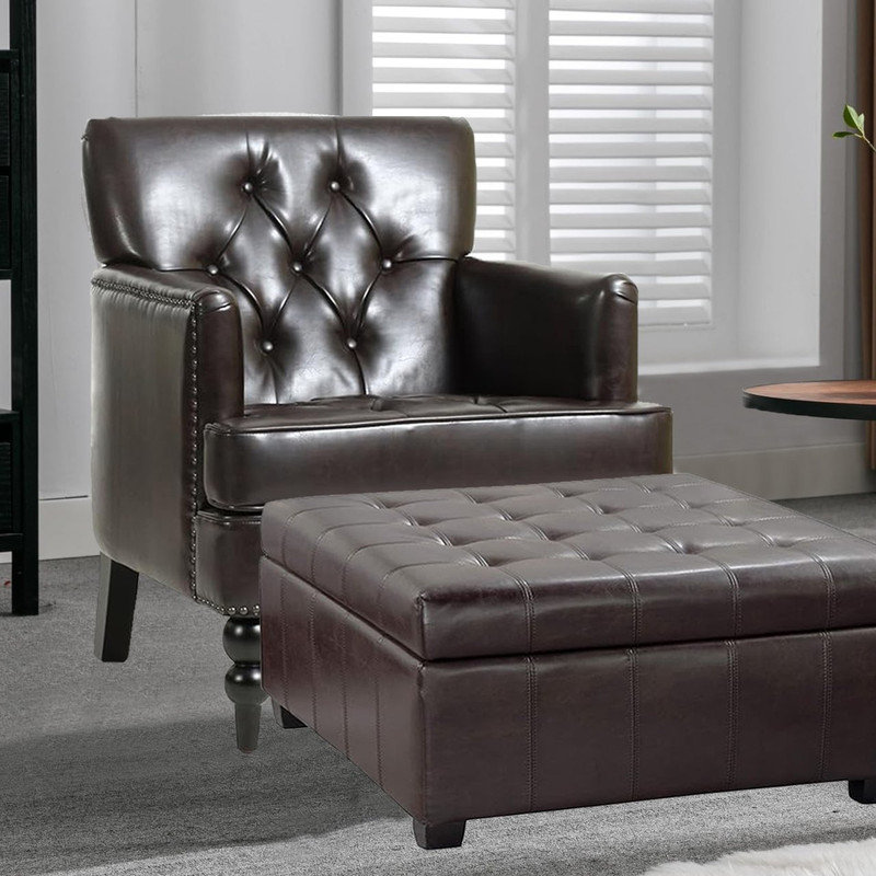 Ensemble de tabouret capitonné en cuir capitonné