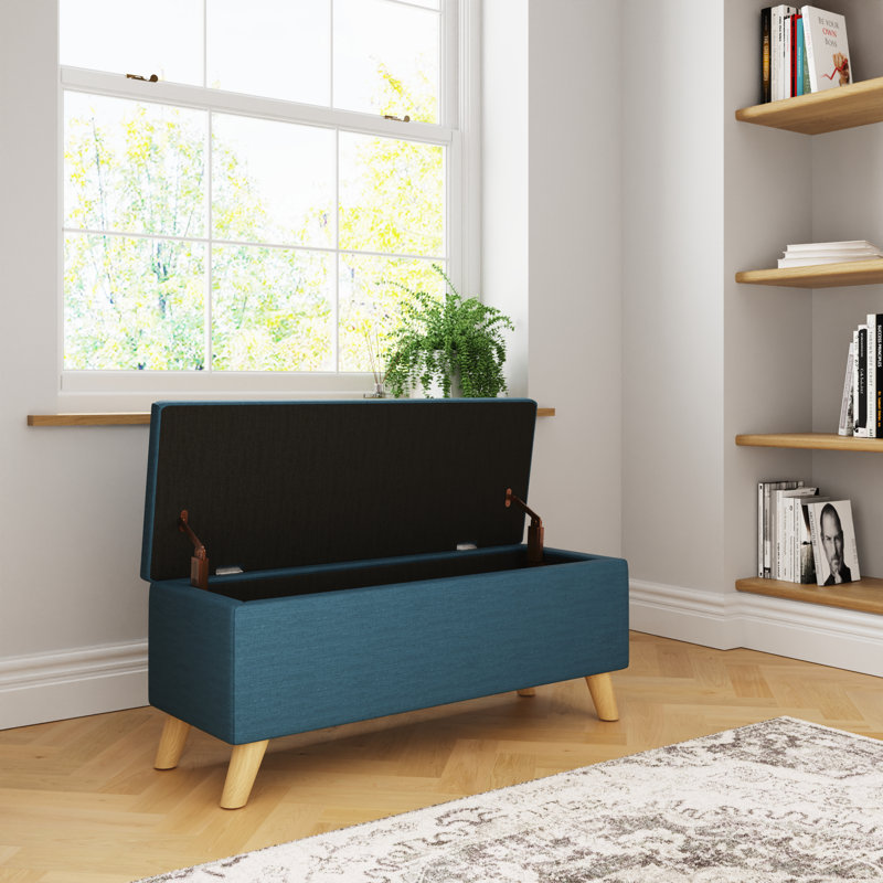 Caver 98cm Wide Rectangle Solid Colour Ottoman with Storage, Teal