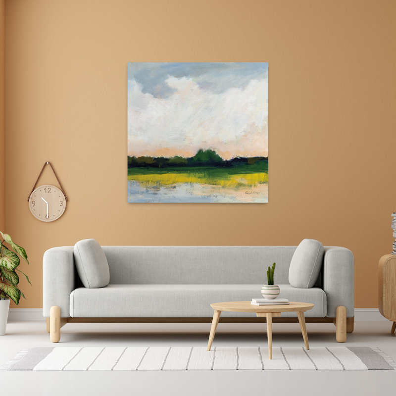 Matinée contemporaine de juillet avec art noir et bleu, H 48 po x l 48 po