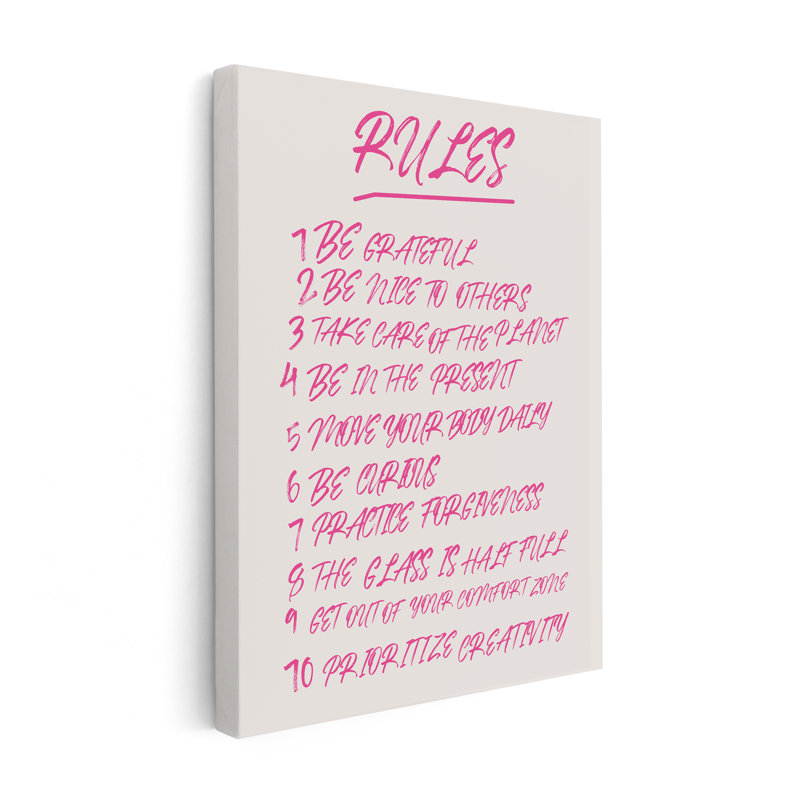 Rules No1, Unframed, Canvas, 18"H x 24"W