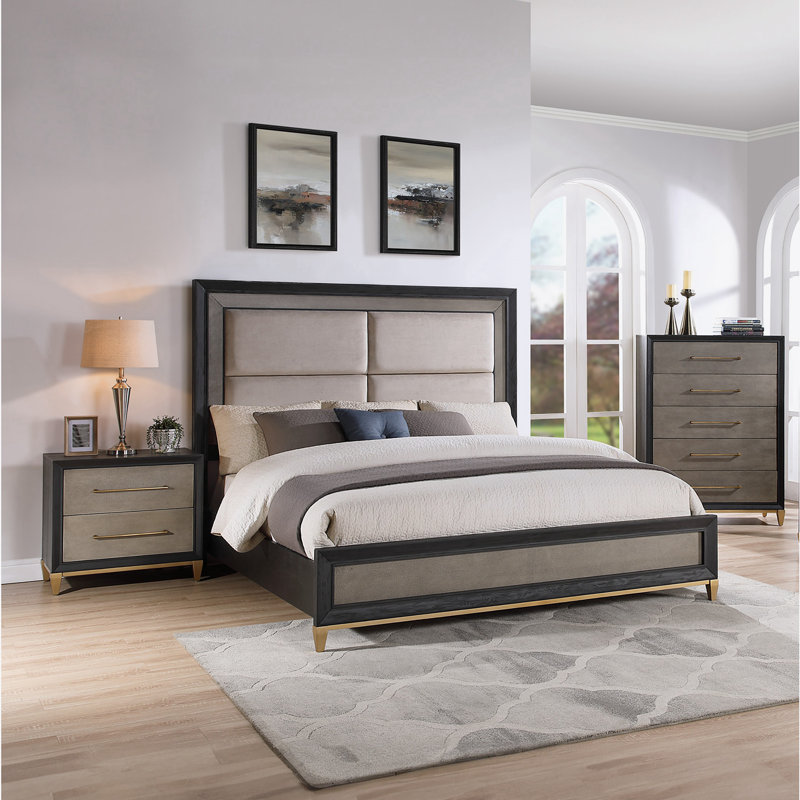 Mobilier de chambre à coucher en bois massif 1pc, Grand lit