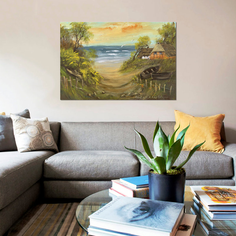 « path to the beach », reproduction sur toile, H 8 po x l 12 po x P 0,75 po, Toile tendue, Pas de tapis