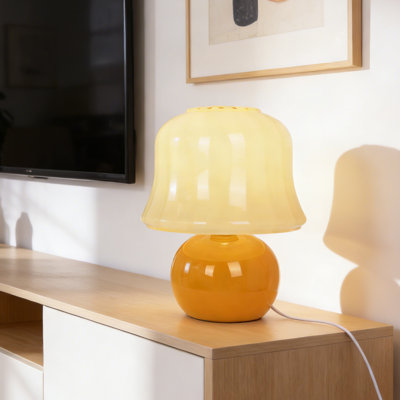 Lampe de table / lampe de chevet en forme de champignon avec ampoule à intensité variable, lampe de chevet décorée de champignon