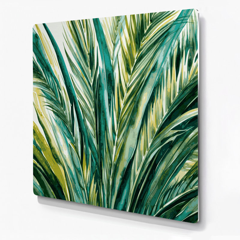 Art mural en métal vert Hawaiian Palm Fronds, H 12 po x l 12 po