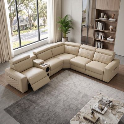 Ensemble de canapé inclinable électrique moderne en cuir véritable avec Bluetooth
