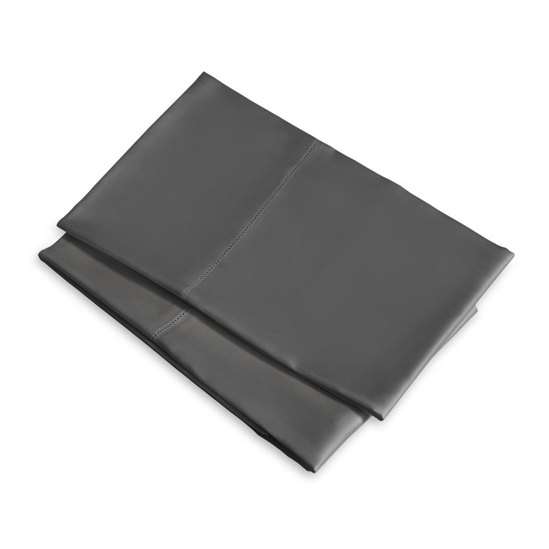 Raffaello Sateen Pillow Case, Standard Pillowcase, Lead Gray