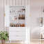 Tall fluted‑door storage cabinet with 3 drawers, adjustable shelves and tapered legs, freestanding wooden accent cabinet for living room, bedroom, entryway-1372056683