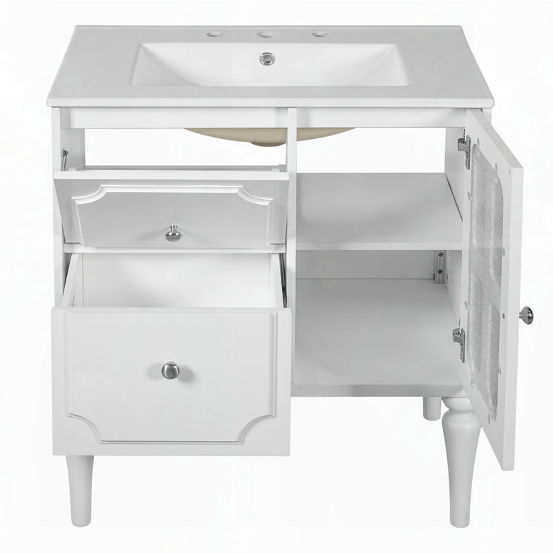 Solid Wood Frame Bathroom Storage Cabinet