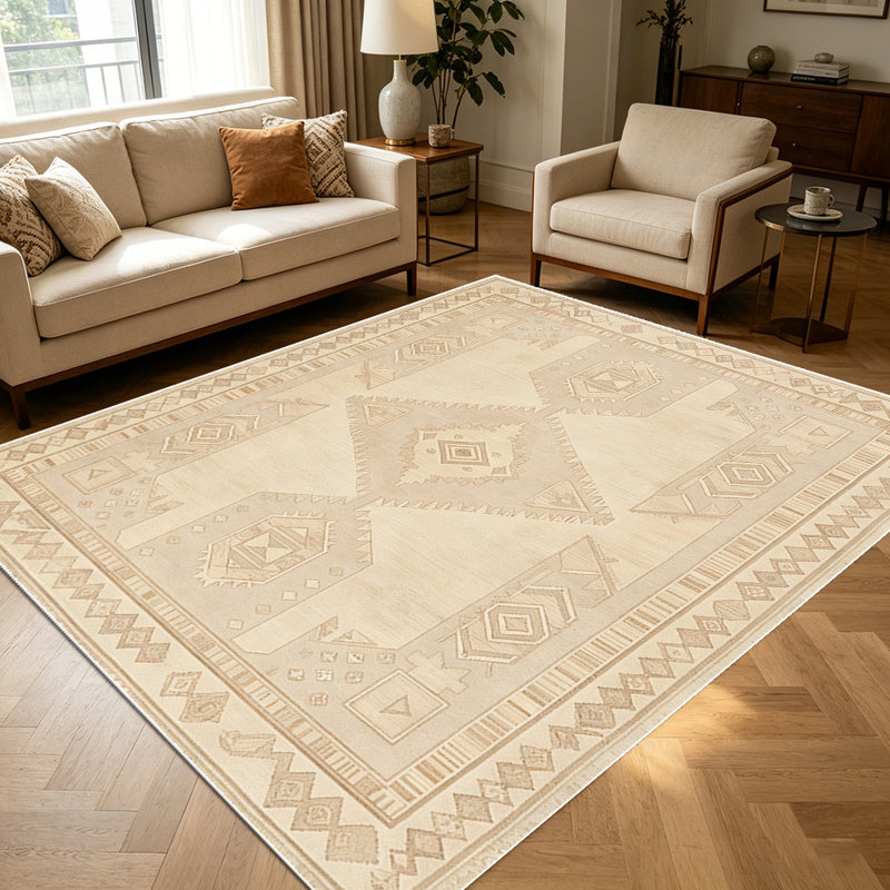 1PC Neutral Bohemian Southwestern Tribal Geometric area rugs for Living Room, Soft and Comfortable, Suitable for all seasons, easy-to-maintain, machine washable Indoor floor mat, Under Table Farmhouse suitable for dining room, bedroom, kitchen,