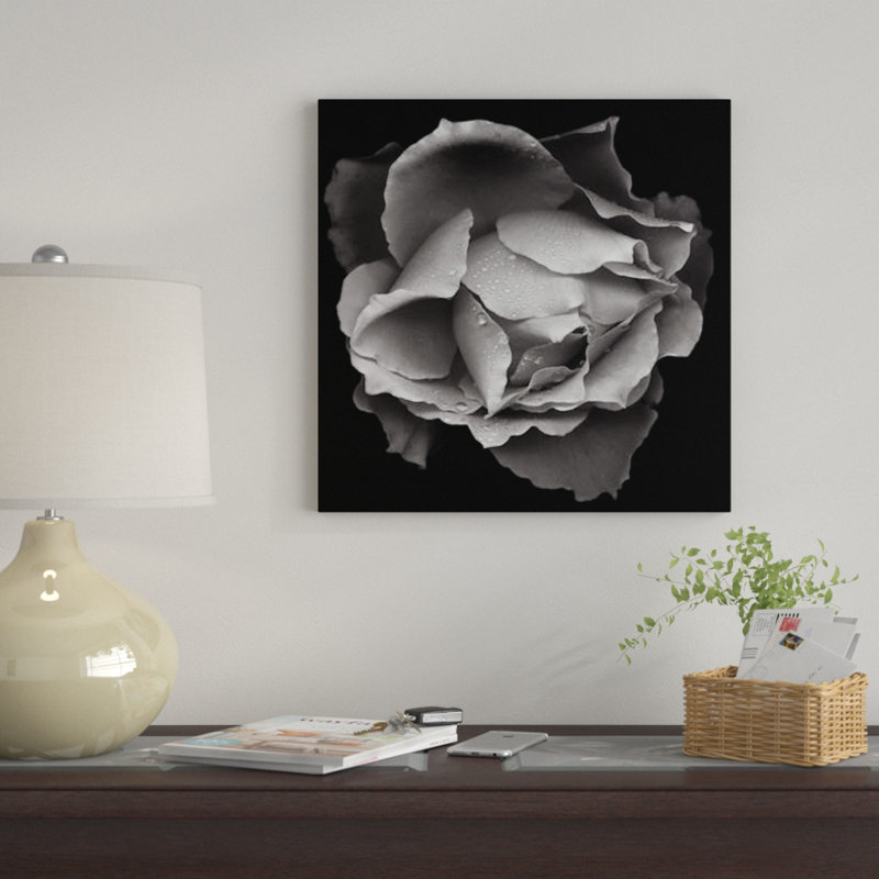 « saumon rose vii, b&w » par magda indigo, reproduction d’art sur toile, H 18 po x l 18 po x P 1,5 po, Toile avec cadre noir