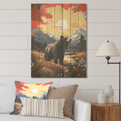 «Grizzly Bear In The Valley» - Ours sur bois