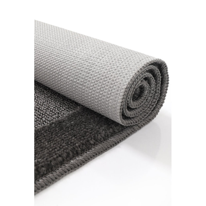 High-Quality Bathmat, Anthracite, 23.6 x 39.4 inches | 100% Polypropylene, Total Thickness: 0.4 inches | Non-Slip Natural Latex Sole, Machine Washable, Vacuum Friendly | Perfect for Bathroom & Entryway Comfort