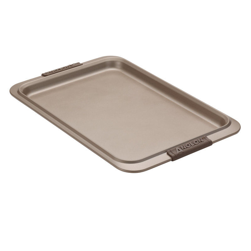 Anolon Advanced Bakeware Nonstick Cookie Sheet Pans / Baking Set, 2-Piece, Bronze with Silicone Grips