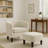 Modern Velvet Accent Chair with Ottoman, Ergonomic Barrel Armchair for Living Room or Bedroom, Plush Comfort & Sturdy Design, White-948313701