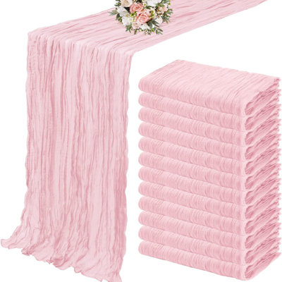 Ensemble de 12 chemins de table semi-transparents rose clair 35 po x 120 po Boho