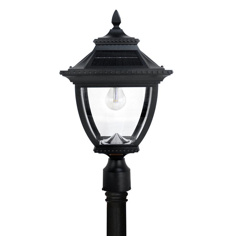 Pagoda Bulb Black 1-Light 87" H Solar Powered Lamp Post