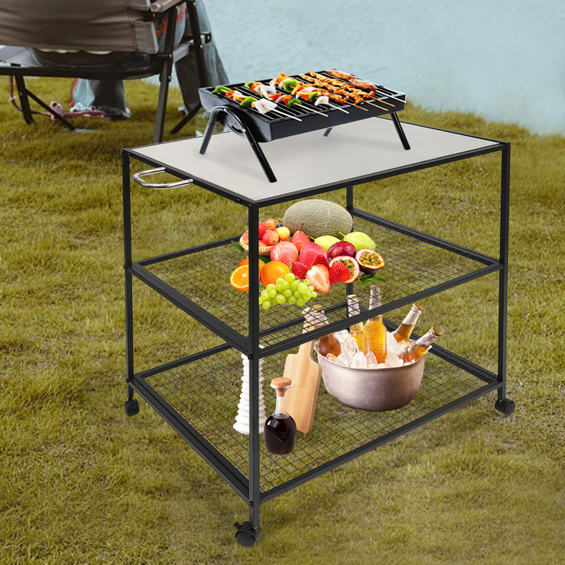Metal Outdoor Dining Cart With Handle