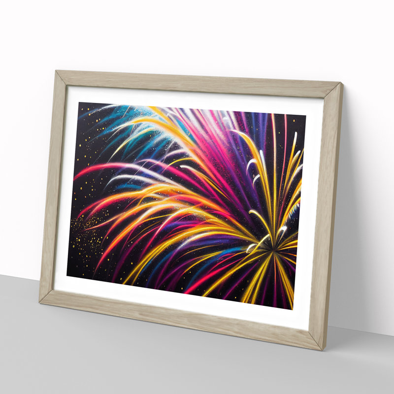 Stimulating Fireworks - Framed Print, 46cm H x 64cm W x 2cm D, Oak