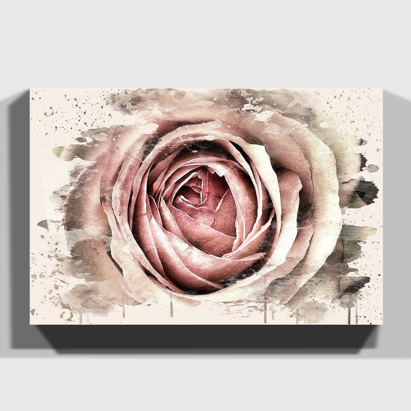 Flower Pink Rose - Wrapped Canvas, 40cm H x 60cm W