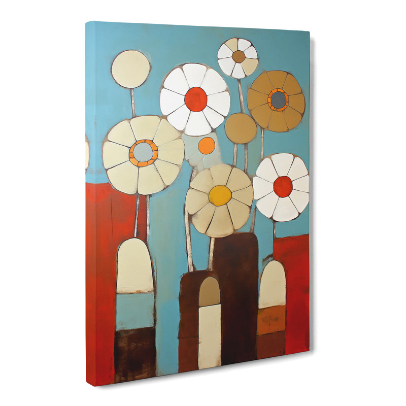 Mid Century Flowers - Wrapped Canvas, 60cm H x 40cm W x 3cm D