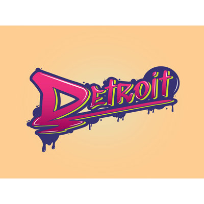 «Detroit Graffiti Text Art», impression sur toile tendue