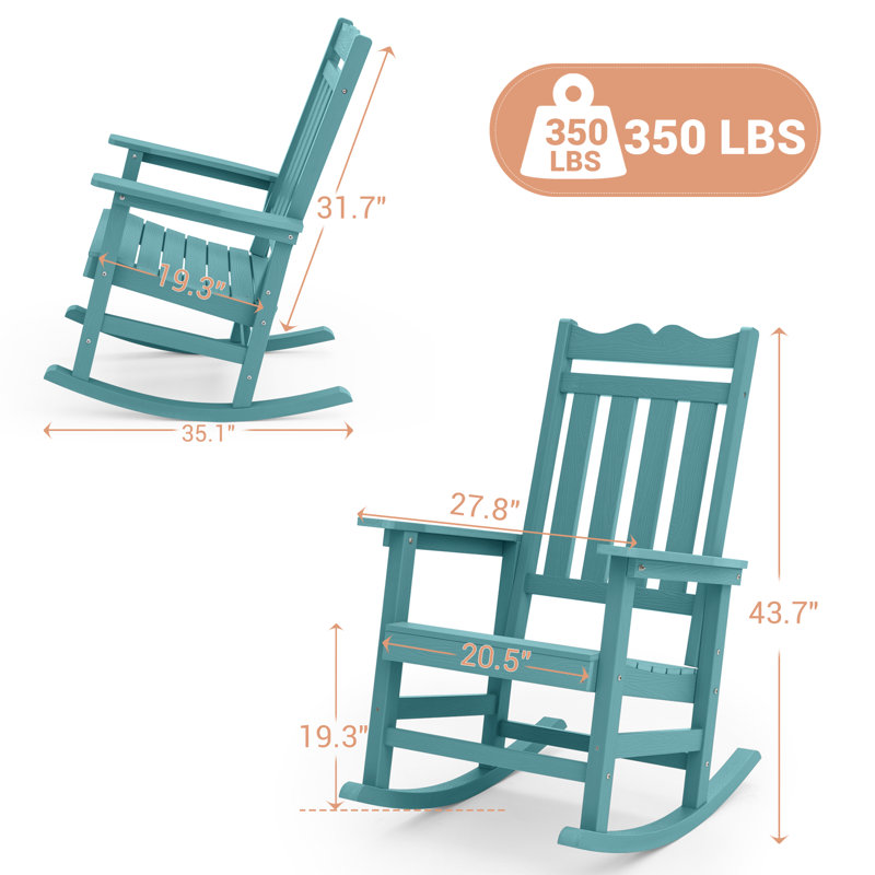 Chaise Adirondack à bascule en plastique Julieanne, Bleu clair