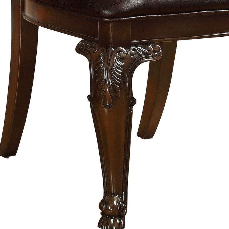 Ensemble de 2 chaises d'appoint traditionnelles en bois massif avec dossier en similicuir rembourré