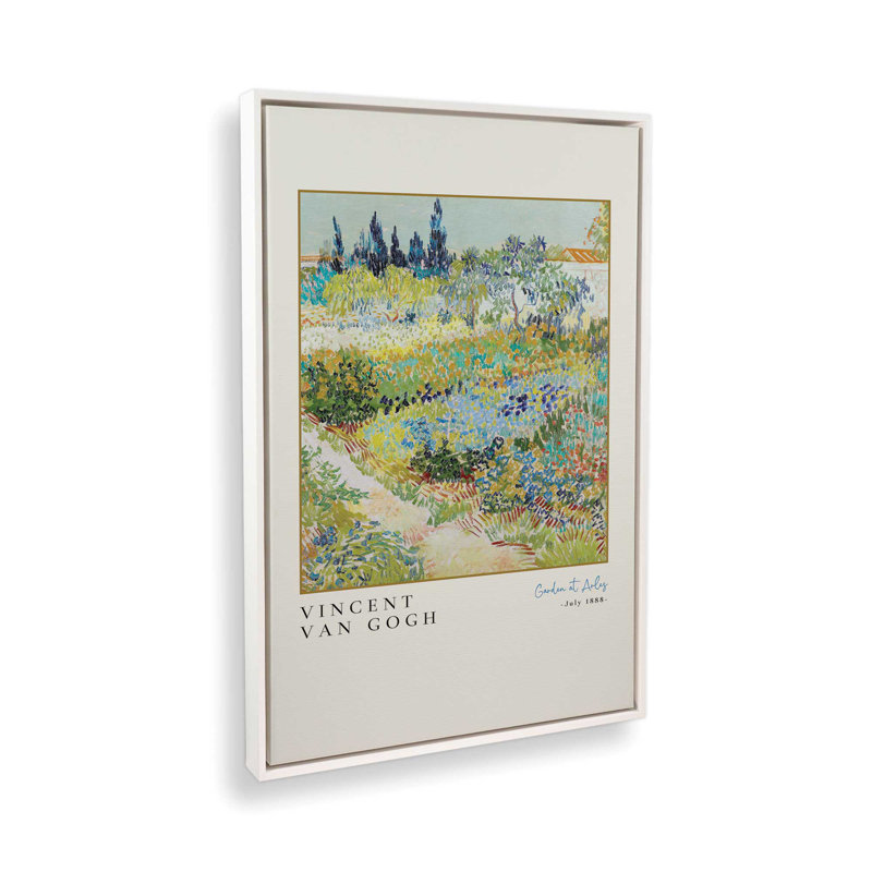 Jardin Van Gogh à Arles, H 18,75 po x l 12,75 po x P 1,75 po, Cadre flottant blanc opaque