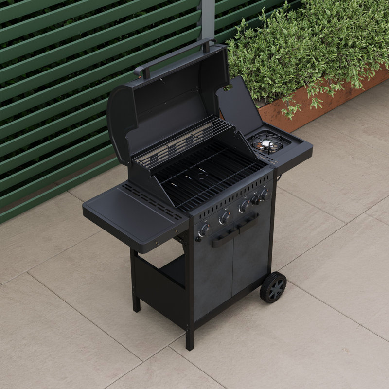 Charles Bentley 4 - Burner Freestanding Propane 36850 BTU BTU Gas Grill with Side Burner and Cabinet