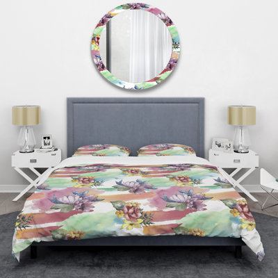 Multicolore bouquet de fleurs - ensemble de housse de couette floral - polyester microfibre