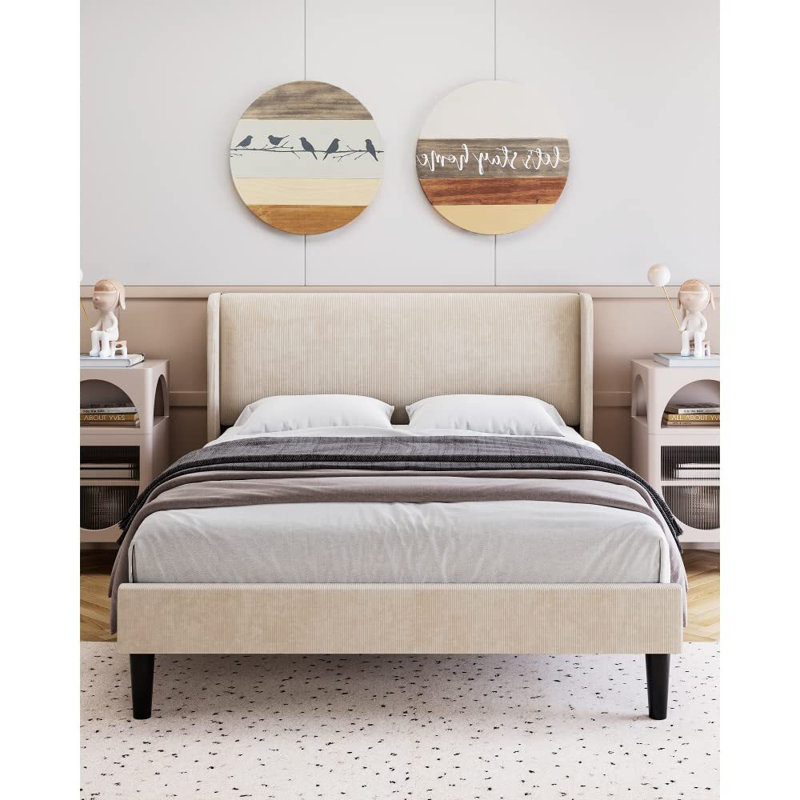 Lit plateforme Diyanna, Très grand, Beige