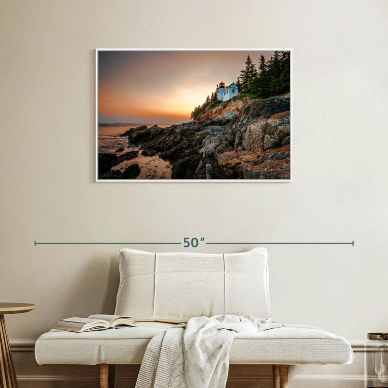 Phare de Bass Harbor, Cadre flottant blanc, 37 po x 25 po