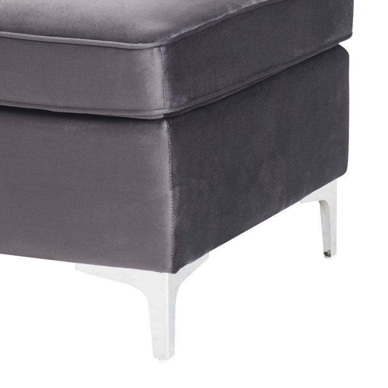 Eniya Velvet Ottoman, Gray Velvet