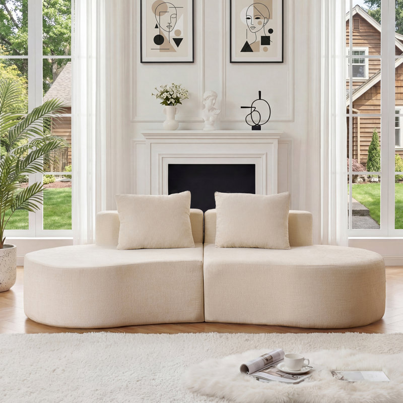 Canapé 2 pièces Boneless, Chenille beige