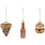 Pizza Burger And Beer Glass Christmas Ornaments - 3.5" - Set Of 3