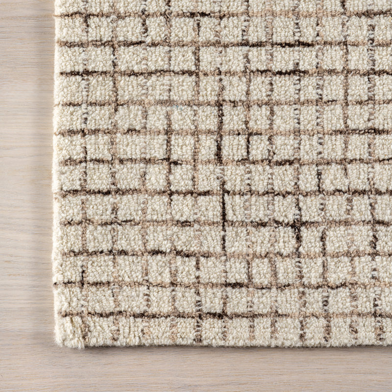 Cream Hand-Tufted Wool Round Area Rug, 8'