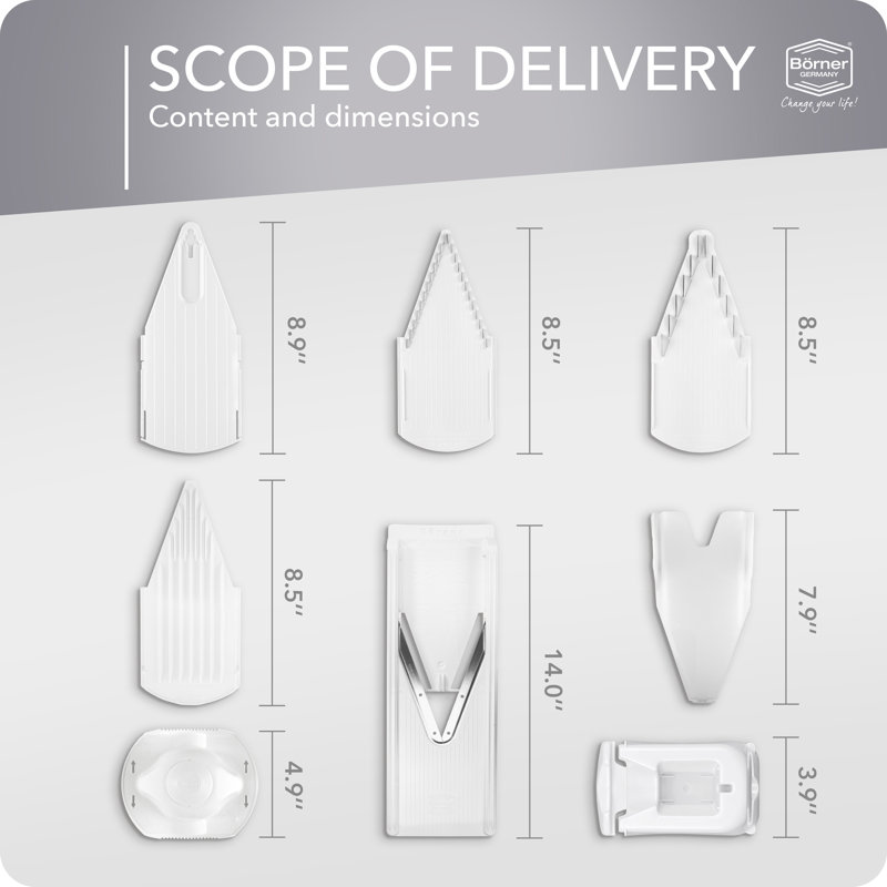 Mandoline Borner V-3 Trend, ensemble professionnel, blanc, Blanc