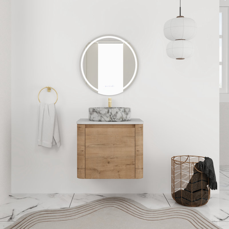 Meuble-lavabo flottant simple avec comptoir en quartz, 24