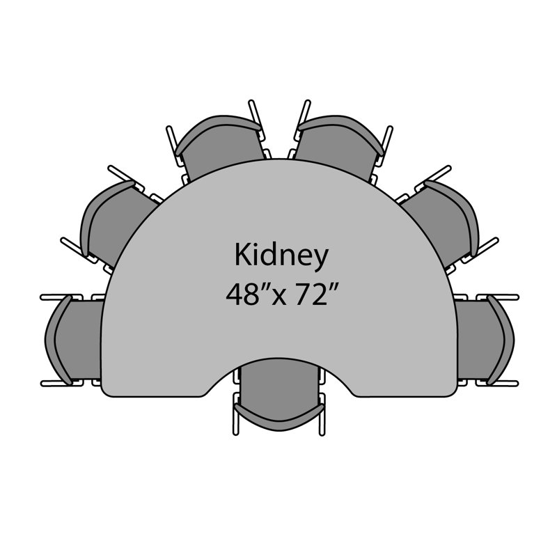 Apex Series Adjustable Kidney 7 Students Activity Table, Asian Knight, Grey