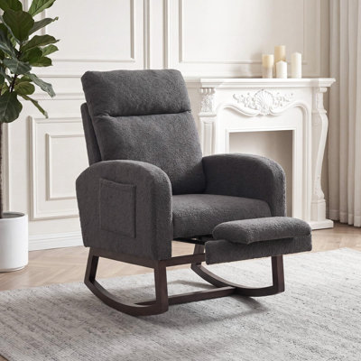 Ergonomic High Back Nursery Rocking Chair with Adjustable Footrest