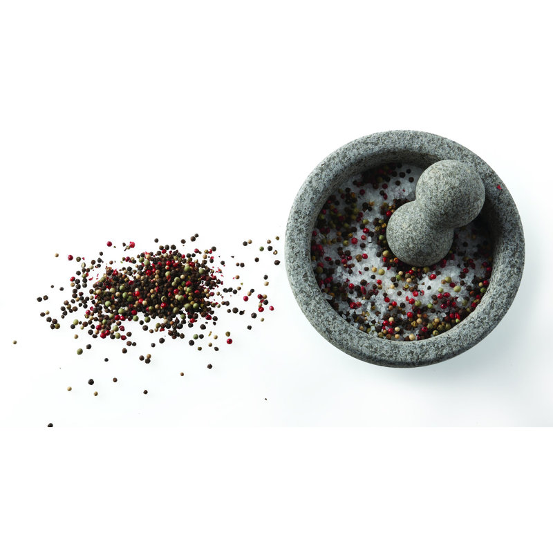 Large Gray Granite Molcajete Mortar and Pestle, 4-Cup