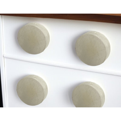 Set of Six Off White Stone Disc Drawer Pull Knobs