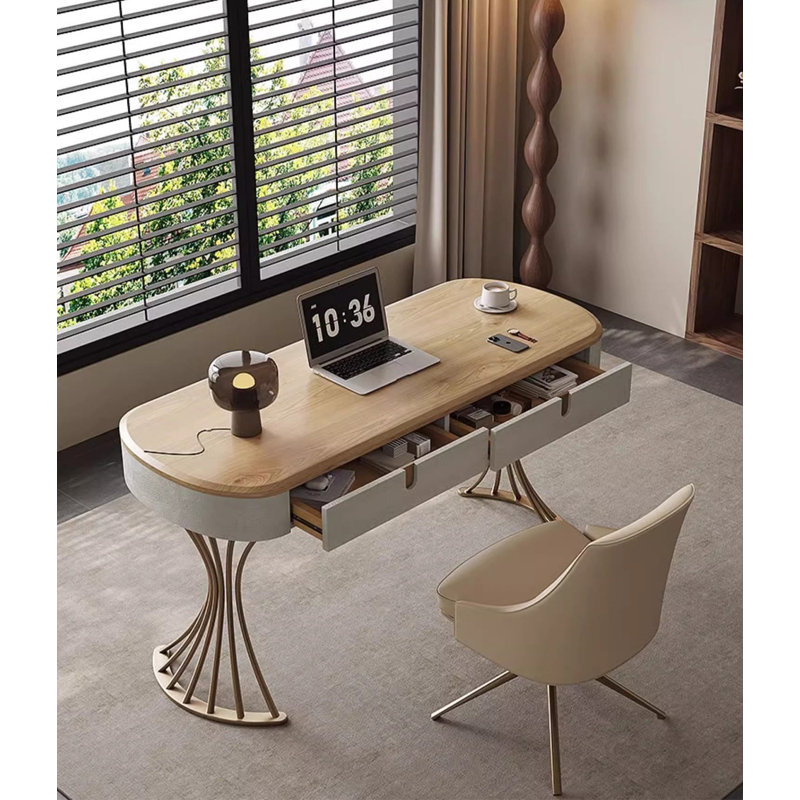 Bureau moderne en bois massif minimaliste, H 29,53 po x l 47,24 po x P 23,62 po