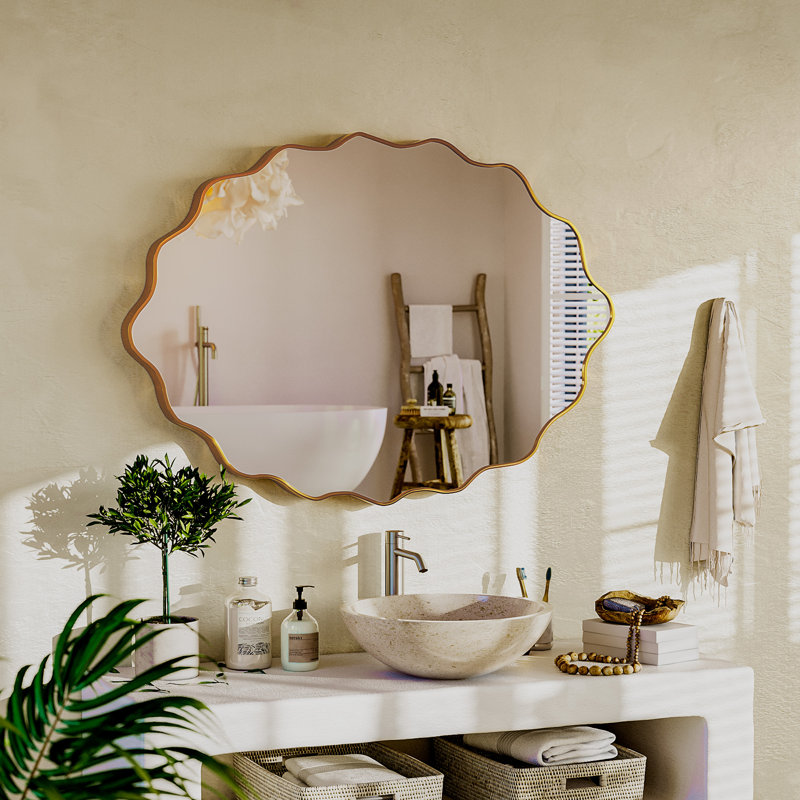 Miroir mural Scalloped, 24 po x 36 po, Noir