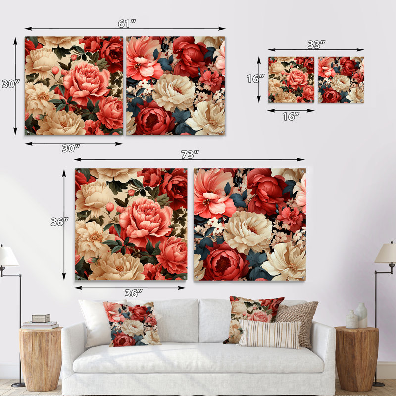 Desdemona - Ensemble de 2 art mural en verre acrylique, H 16 po x l 33 po