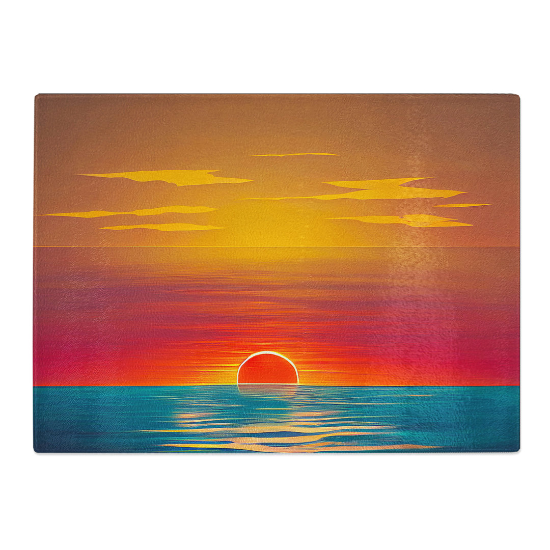 Picturesque Ocean Sunset  Glass Chopping Board